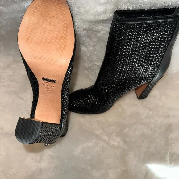 Schutz Black Textured Heeled Boots. NWOT - Picture 4 of 6